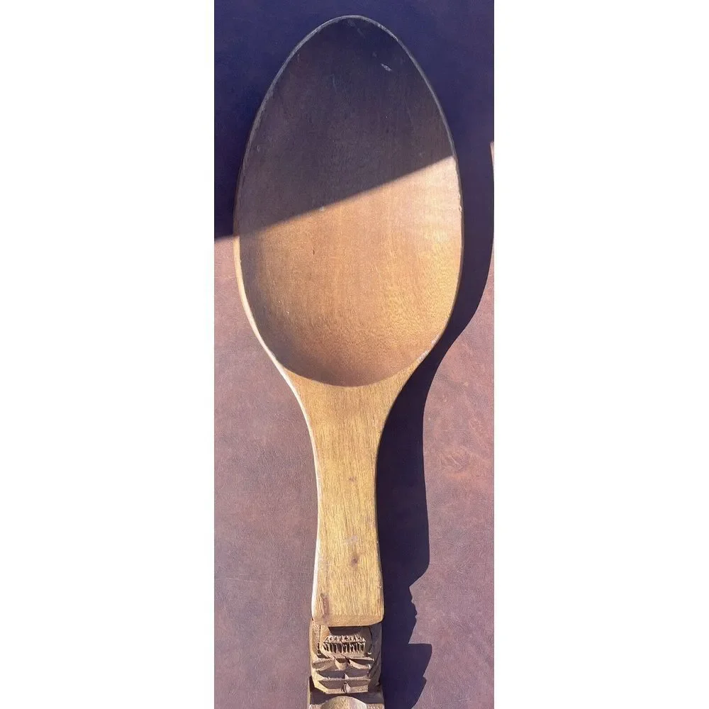 Vintage DeVille XL Hand Carved Wood Tiki Fork Spoon Knife Wall‎ Decor